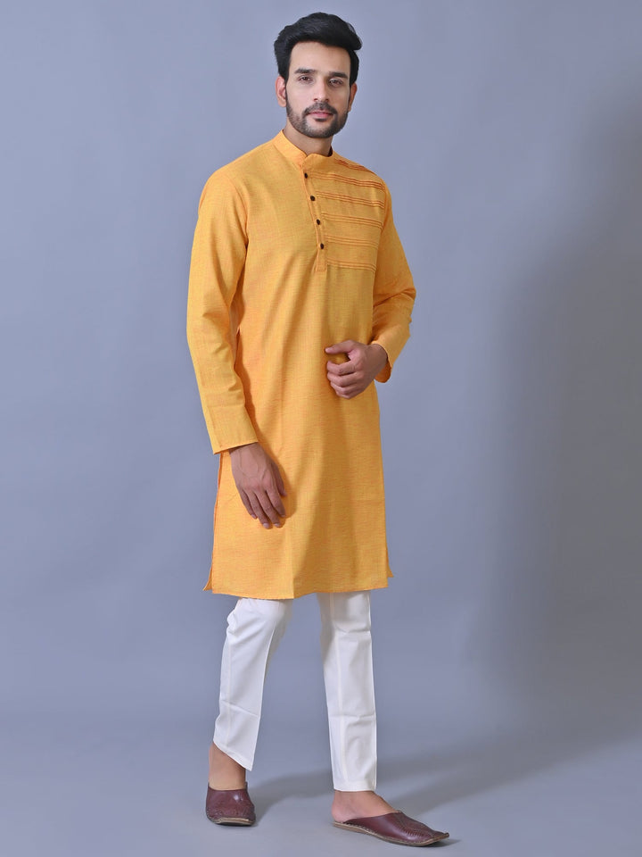 Textured Orange Kurta Set