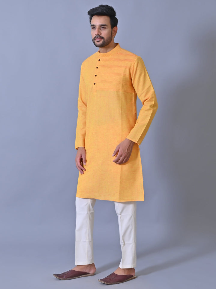 Textured Orange Kurta Set