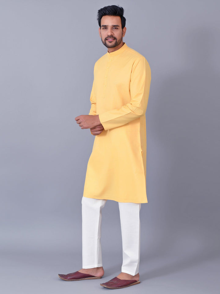 Textured Mustard Kurta Set