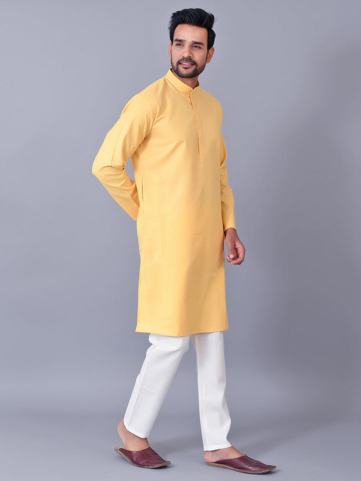 Textured Mustard Kurta Set