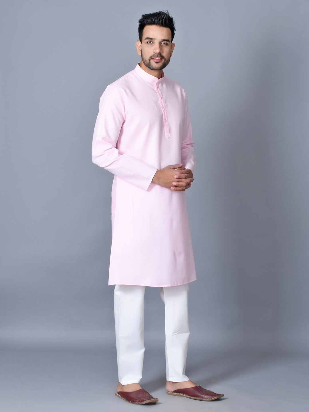 Textured Pink Kurta Set