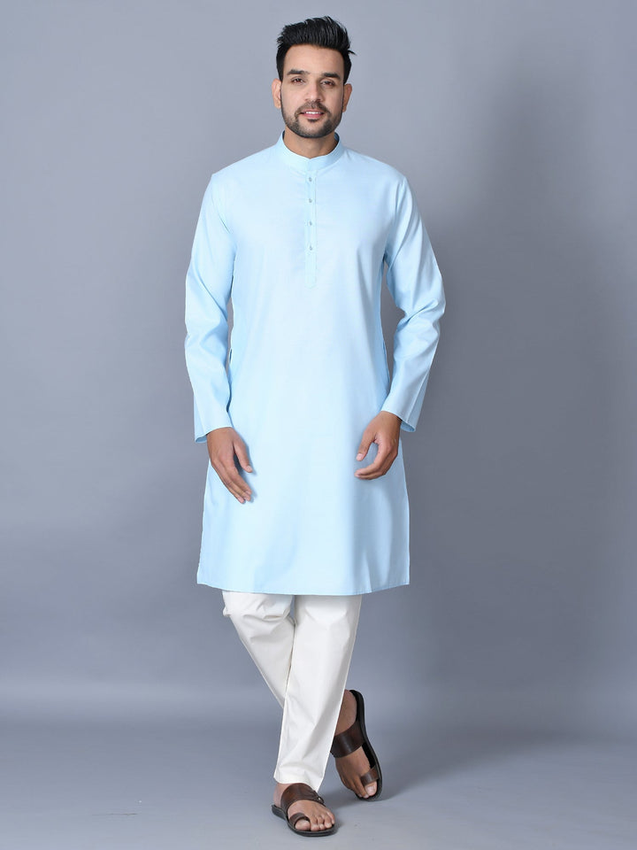 Textured Turquoise Blue Kurta Set
