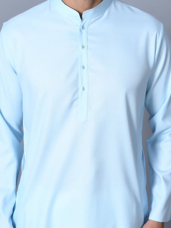 Textured Turquoise Blue Kurta Set