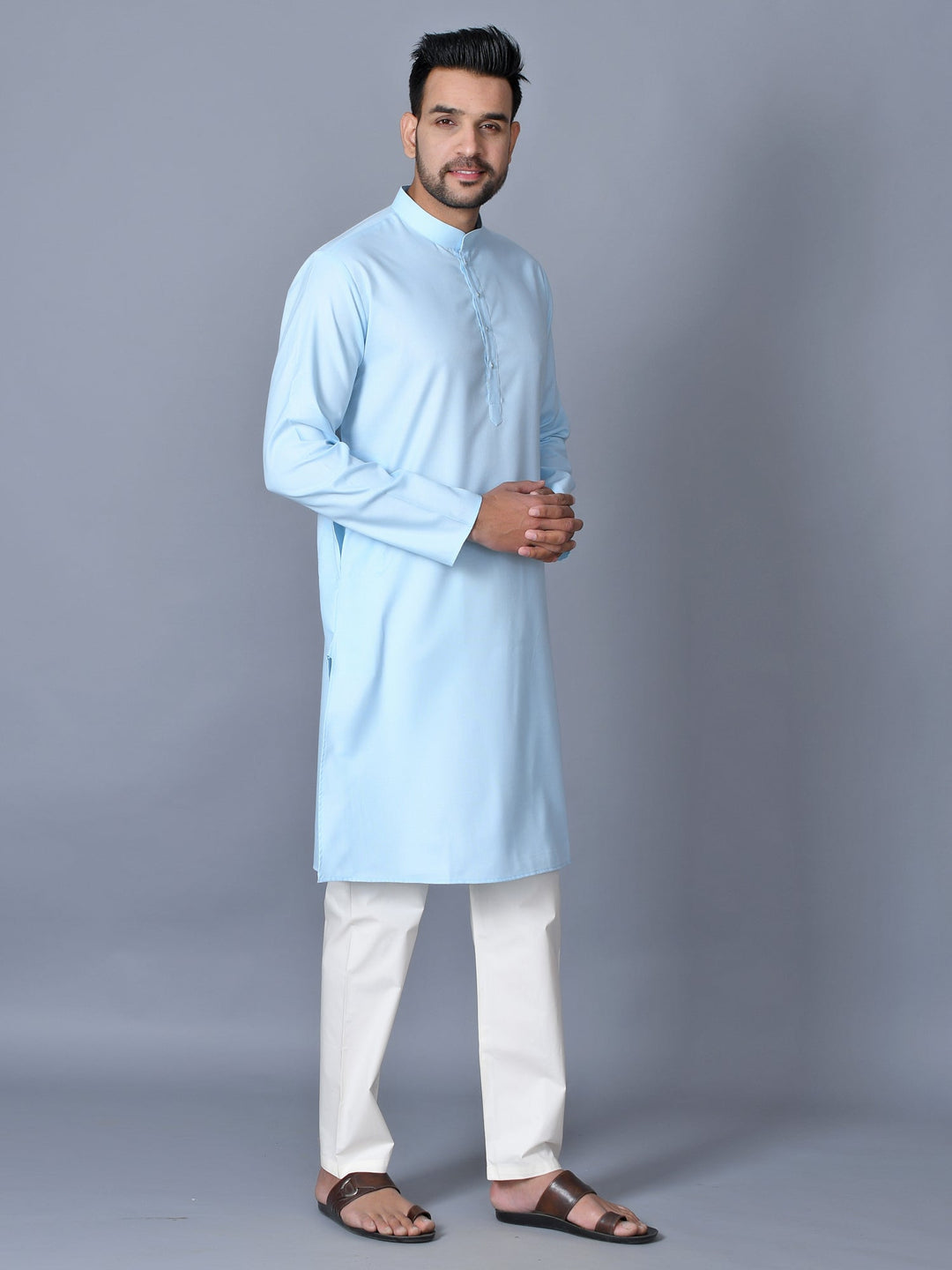 Textured Turquoise Blue Kurta Set