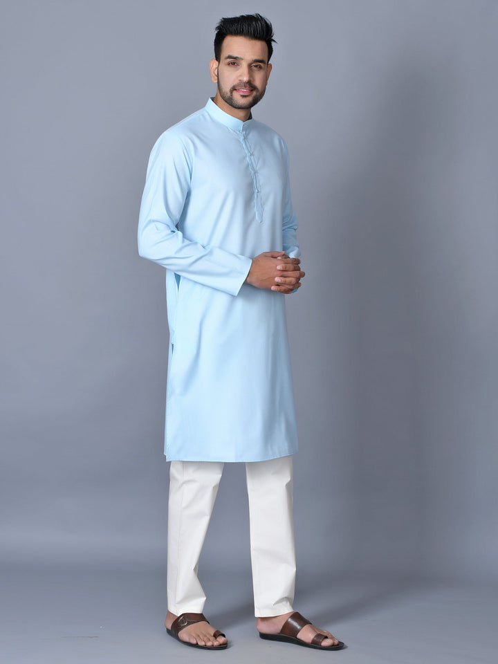 Textured Turquoise Blue Kurta Set