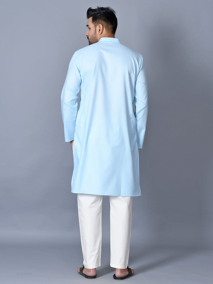 Textured Turquoise Blue Kurta Set