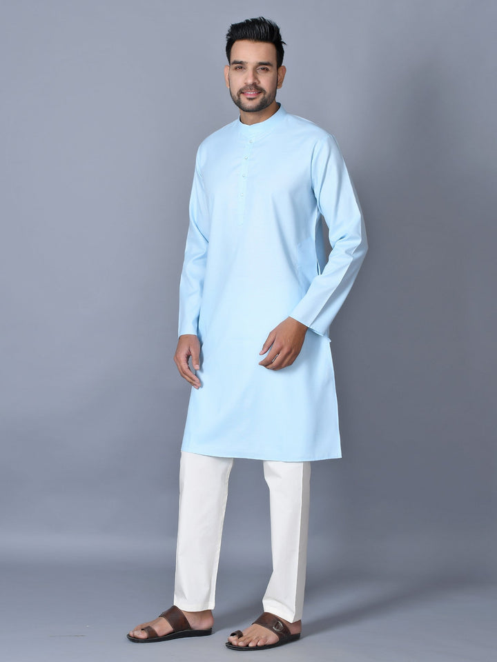 Textured Turquoise Blue Kurta Set