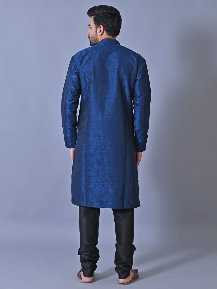 Textured Navy Blue Kurta Set