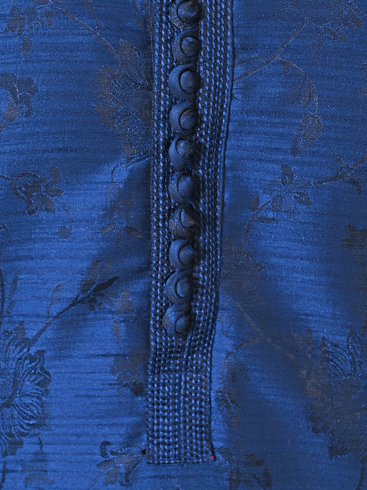 Textured Navy Blue Kurta Set