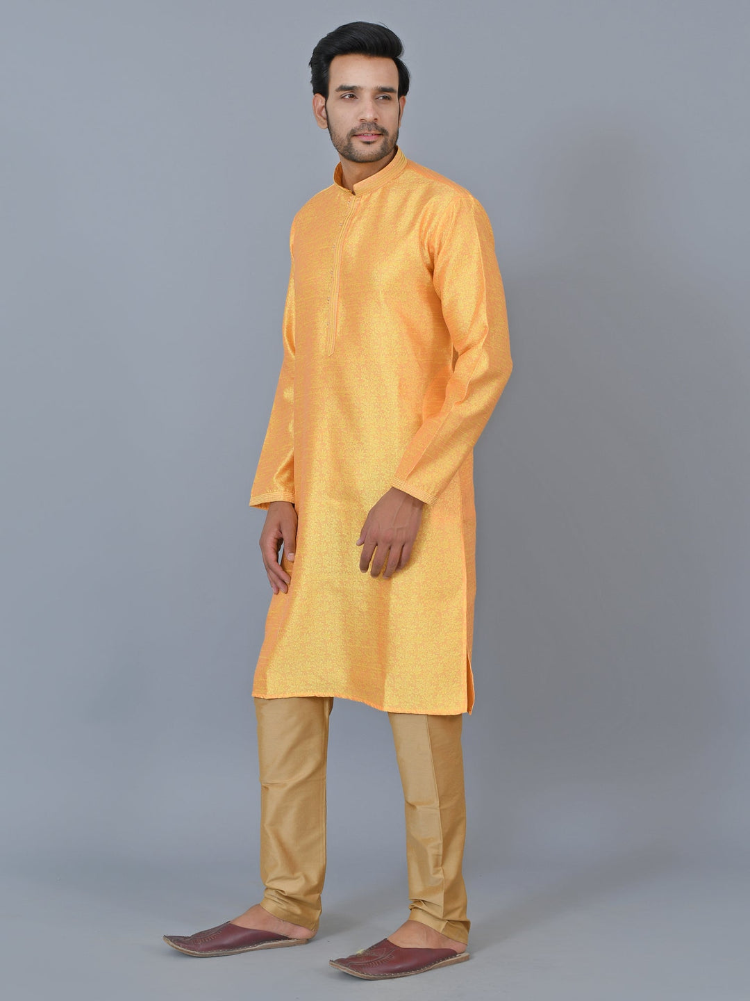 Textured Mustard Kurta Set