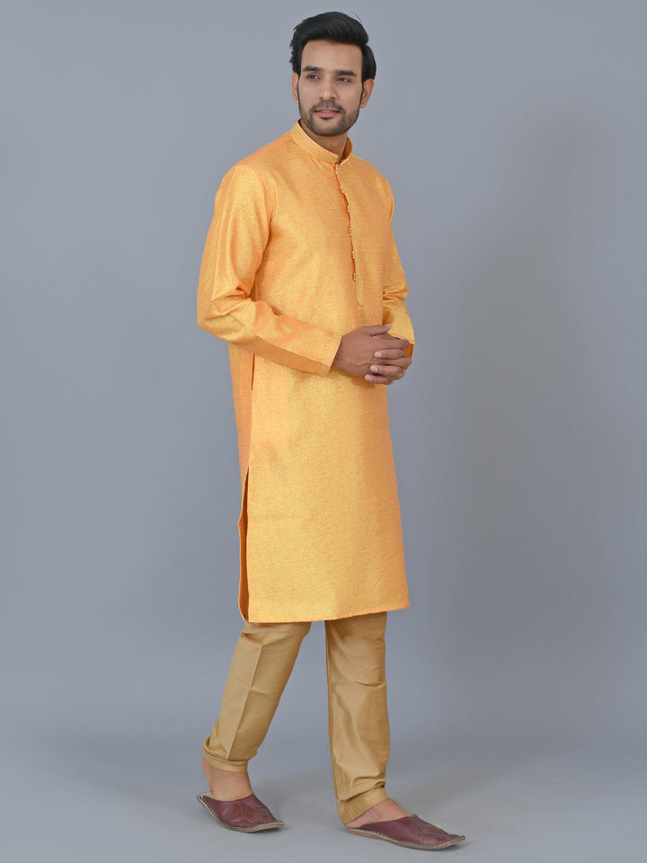 Textured Mustard Kurta Set