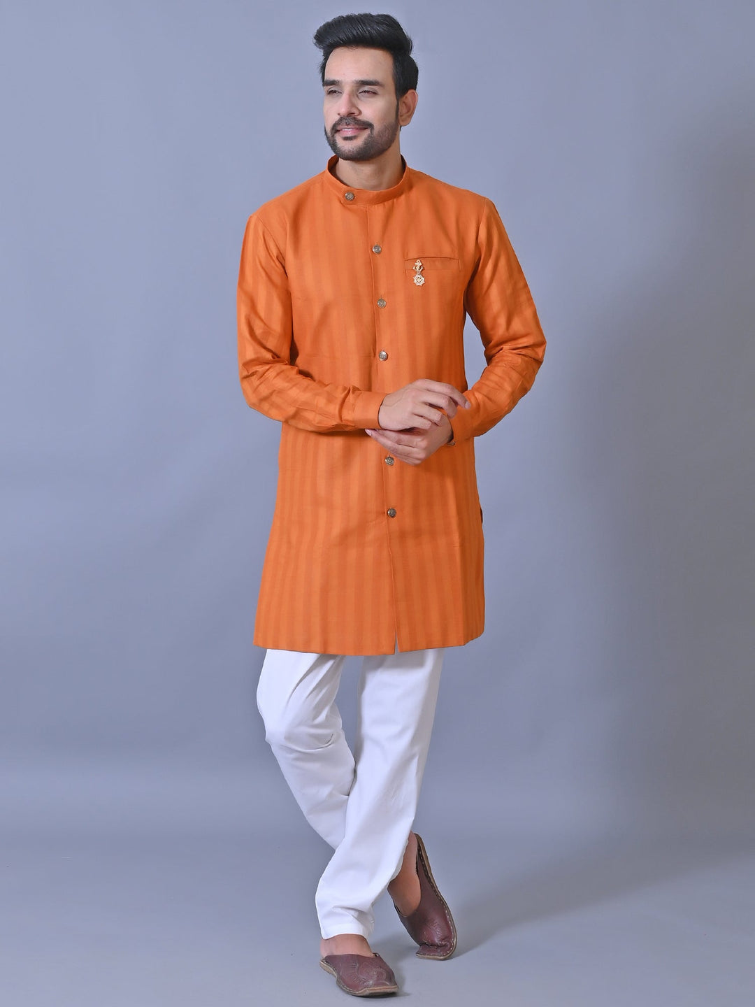 Striped Rust Kurta Set