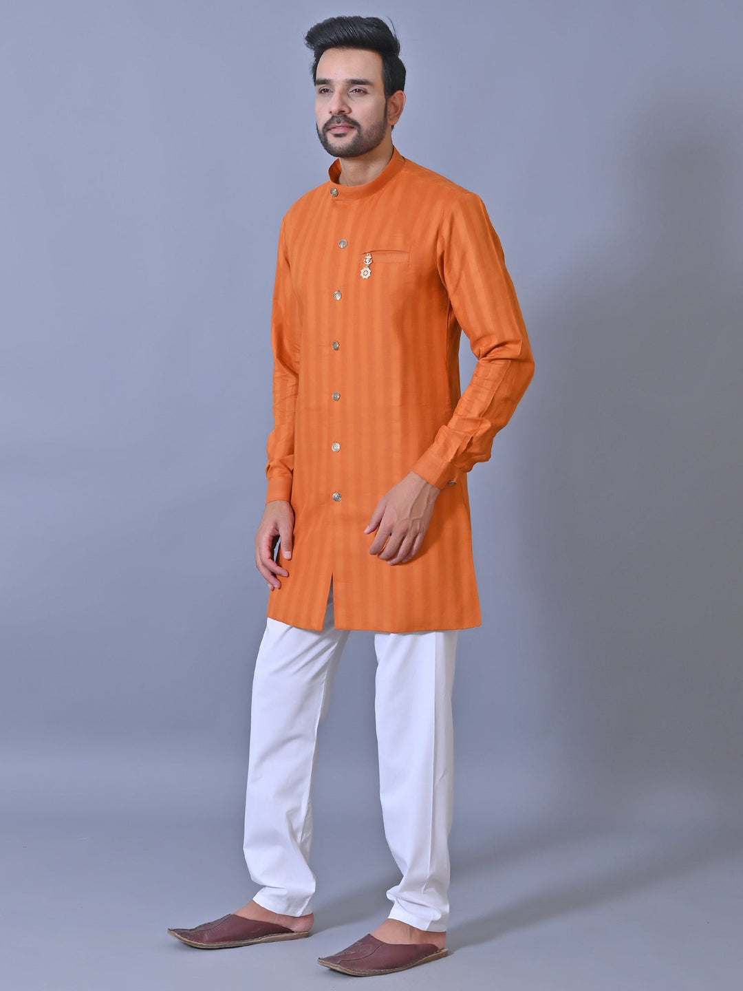 Striped Rust Kurta Set