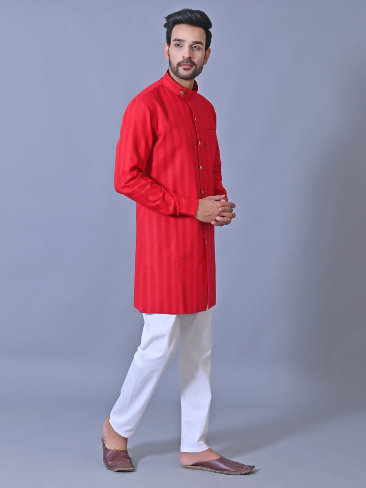 Striped Maroon Kurta Set