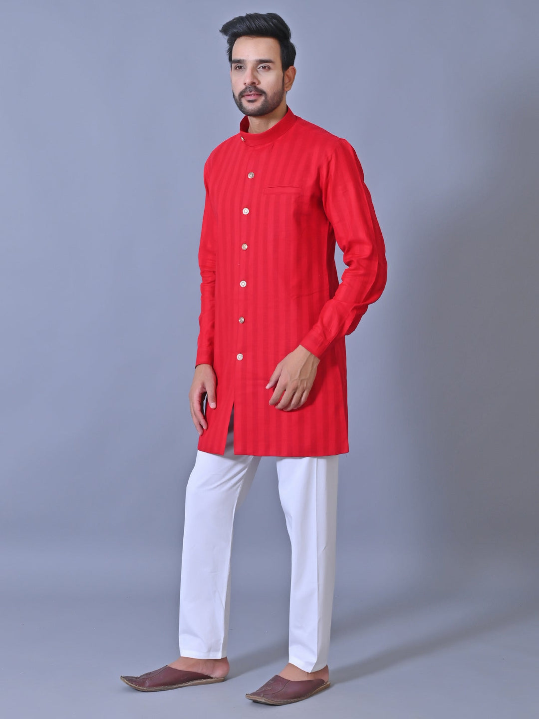 Striped Maroon Kurta Set