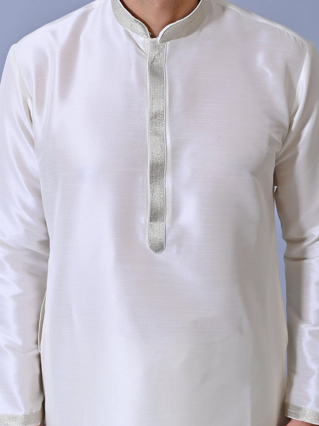 Textured Off White Kurta Set