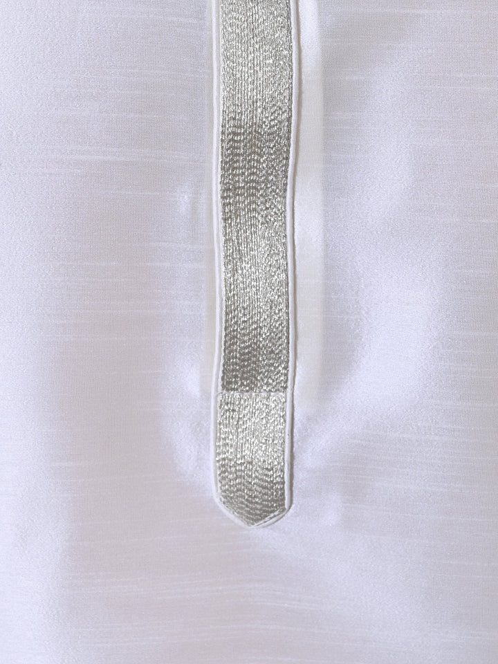 Textured Off White Kurta Set