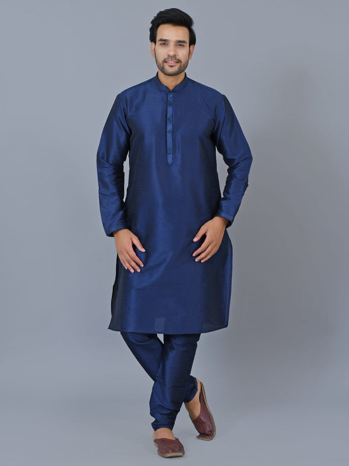 Textured Navy Blue Kurta Set