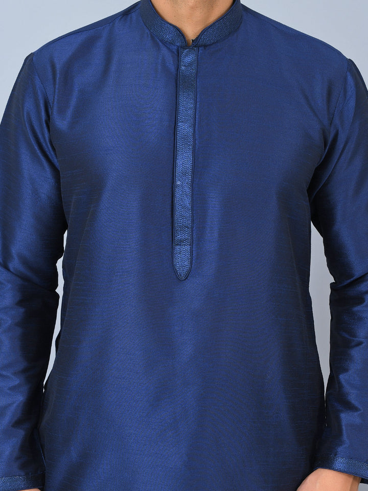 Textured Navy Blue Kurta Set