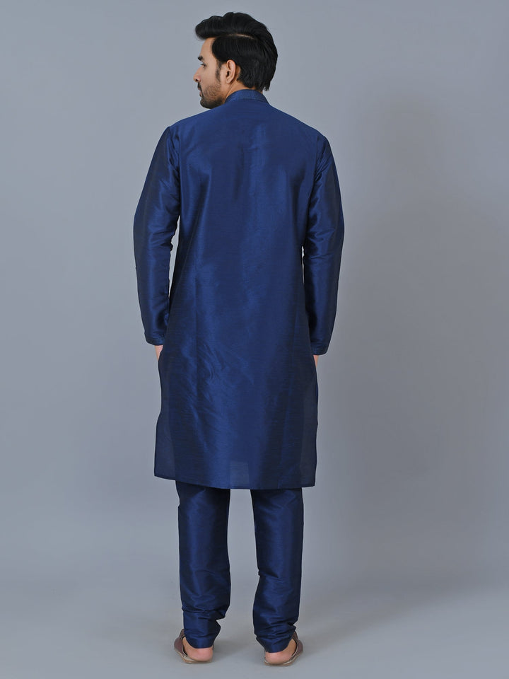 Textured Navy Blue Kurta Set