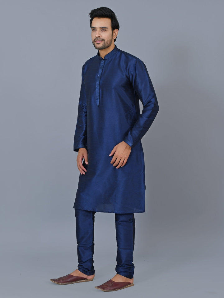 Textured Navy Blue Kurta Set