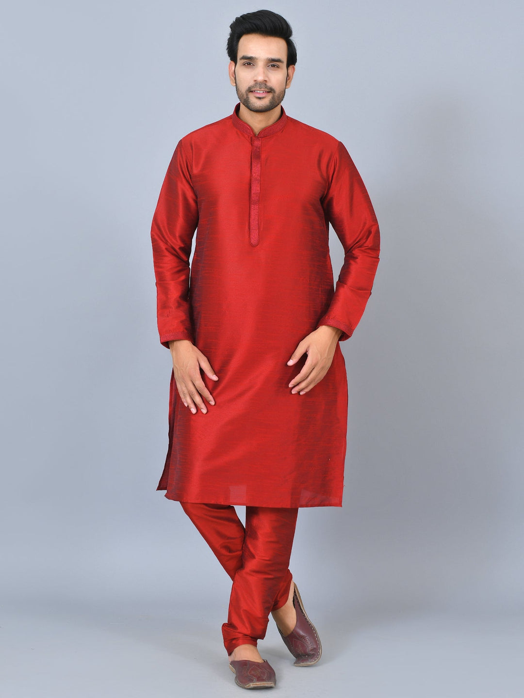 Textured Maroon Kurta Set