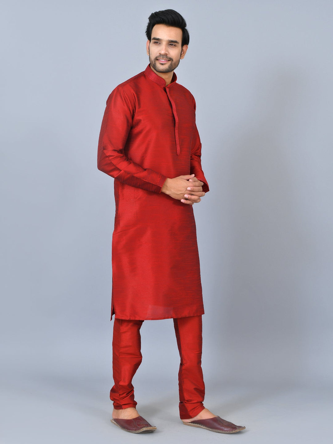 Textured Maroon Kurta Set