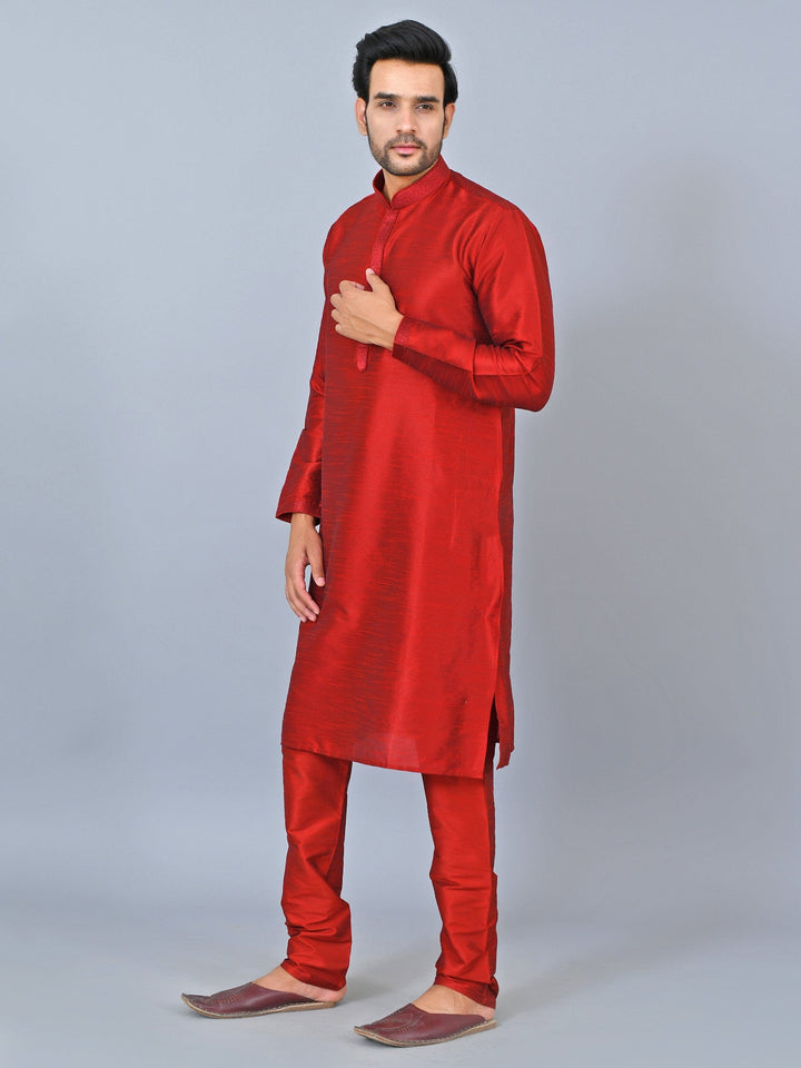Textured Maroon Kurta Set