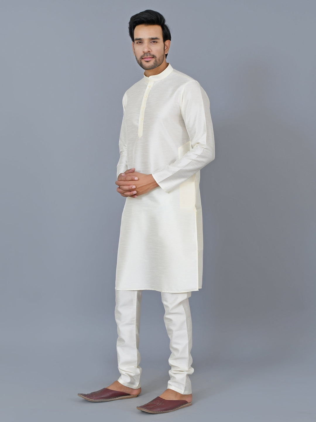 Textured Cream Kurta Set