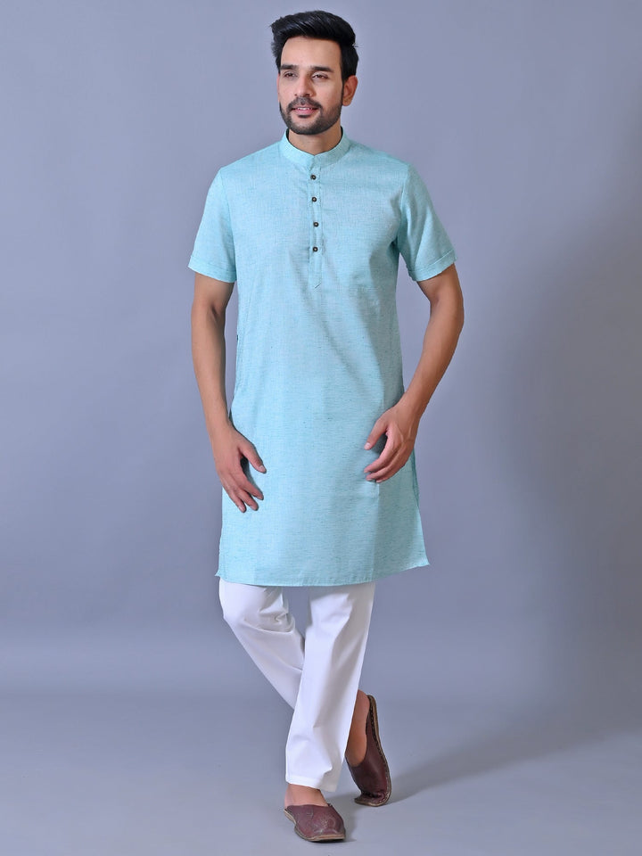 Textured Turquoise Blue Kurta Top