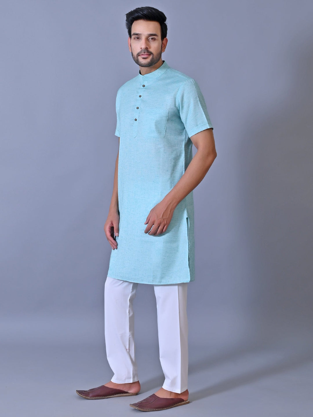 Textured Turquoise Blue Kurta Top