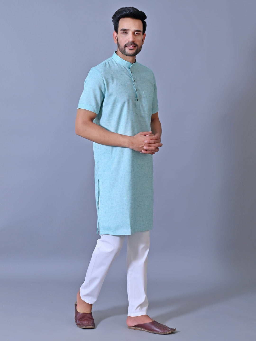 Textured Turquoise Blue Kurta Top