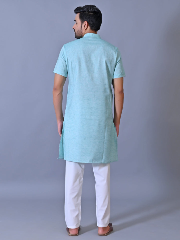 Textured Turquoise Blue Kurta Top