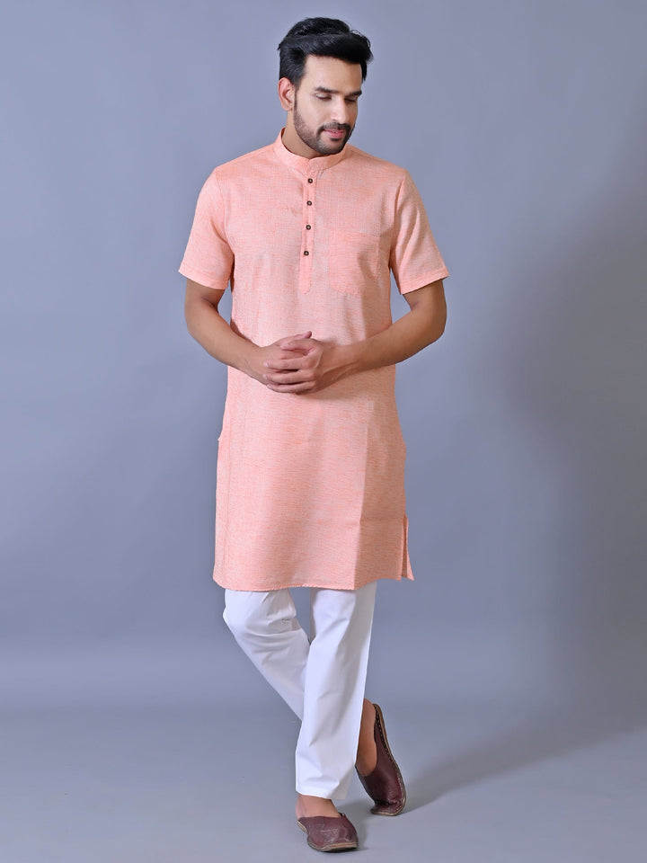 Textured Orange Kurta Top