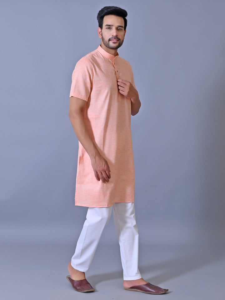 Textured Orange Kurta Top