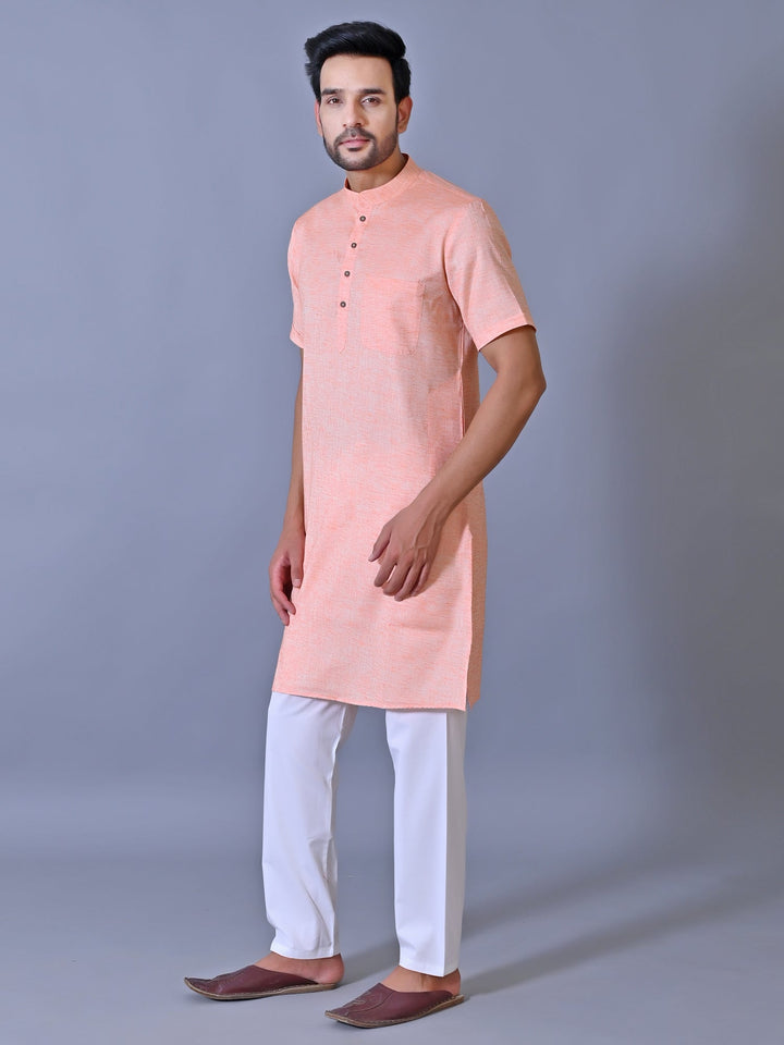 Textured Orange Kurta Top