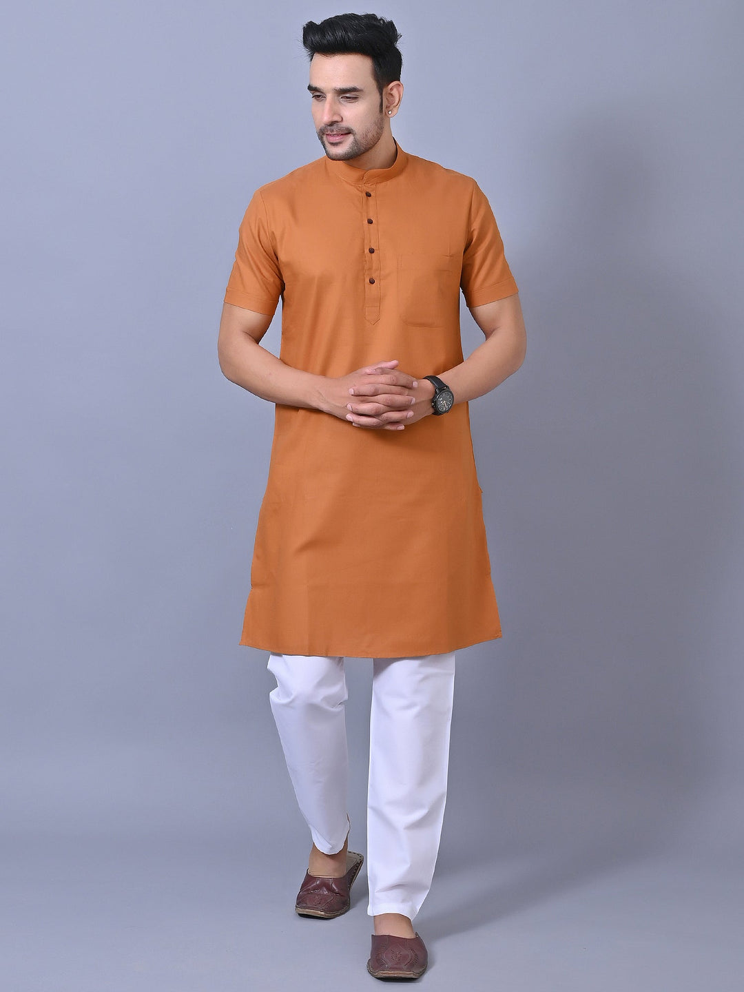 Solid Camel Brown Kurta Top
