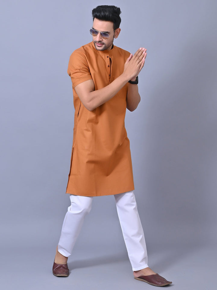Solid Camel Brown Kurta Top
