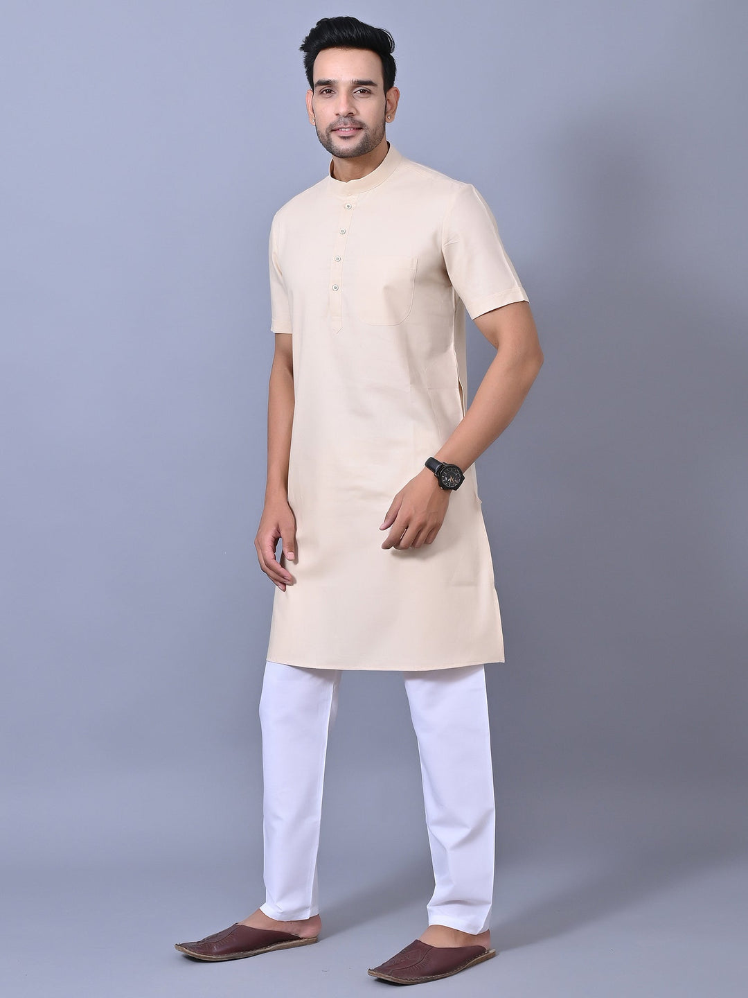 Solid Champagne Kurta Top