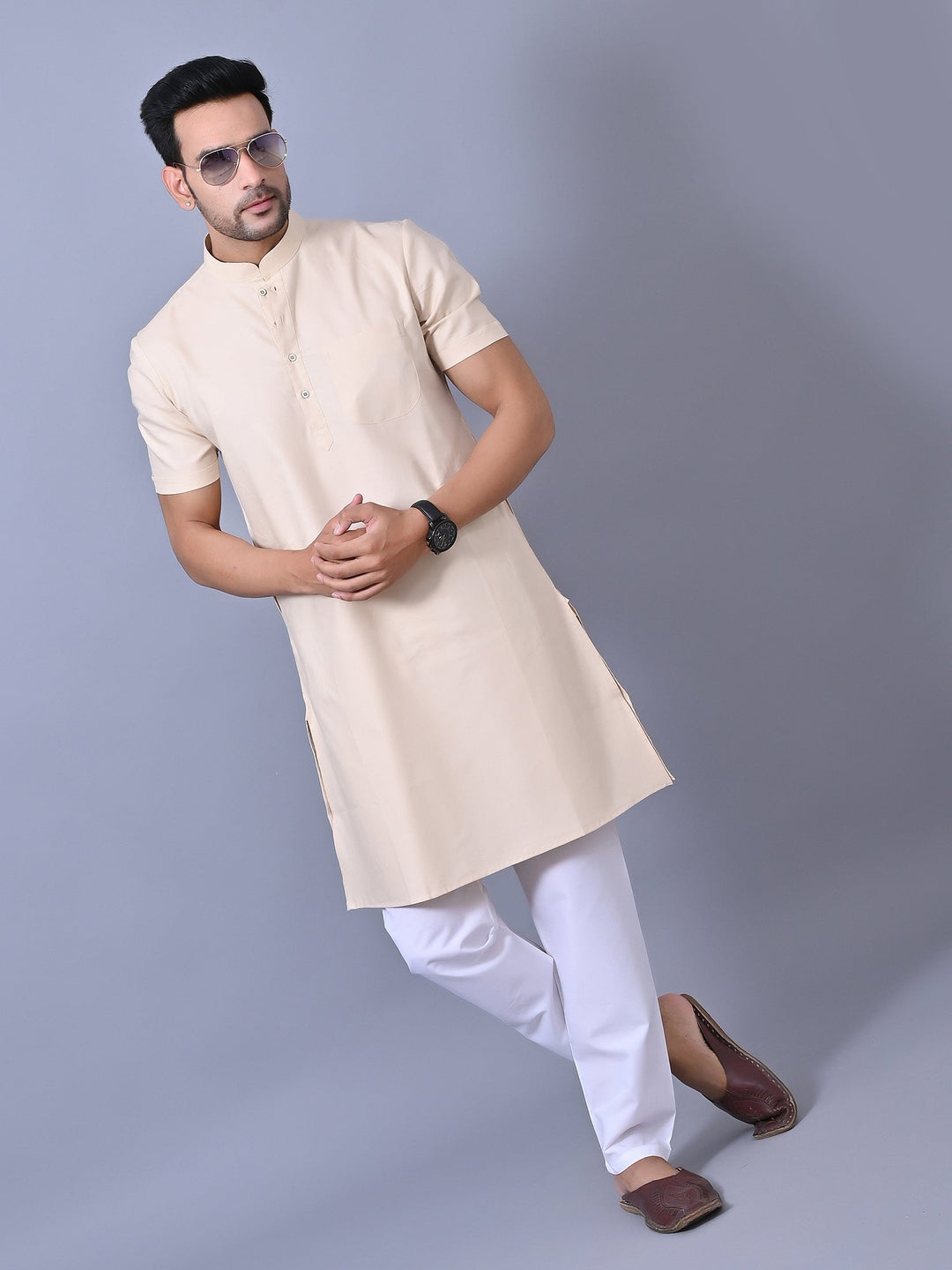 Solid Champagne Kurta Top