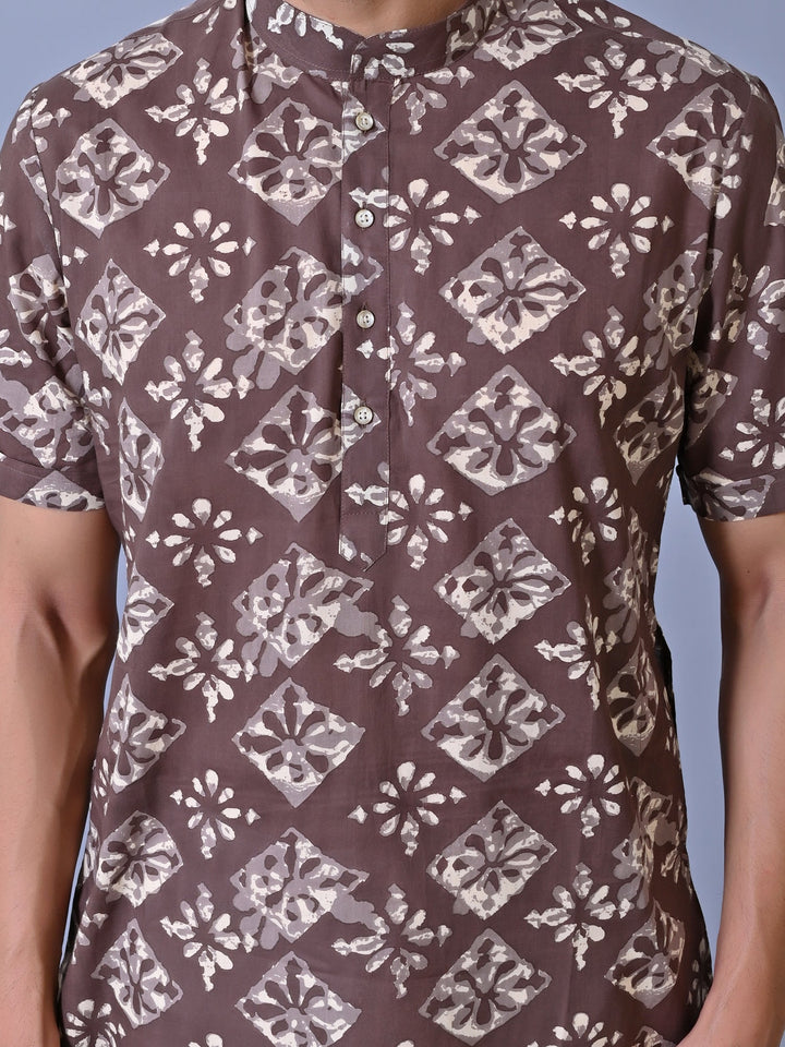 Abstract Brown Kurta Top