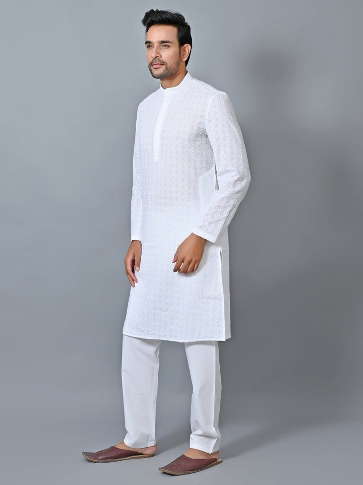 Embroidered White Kurta Set