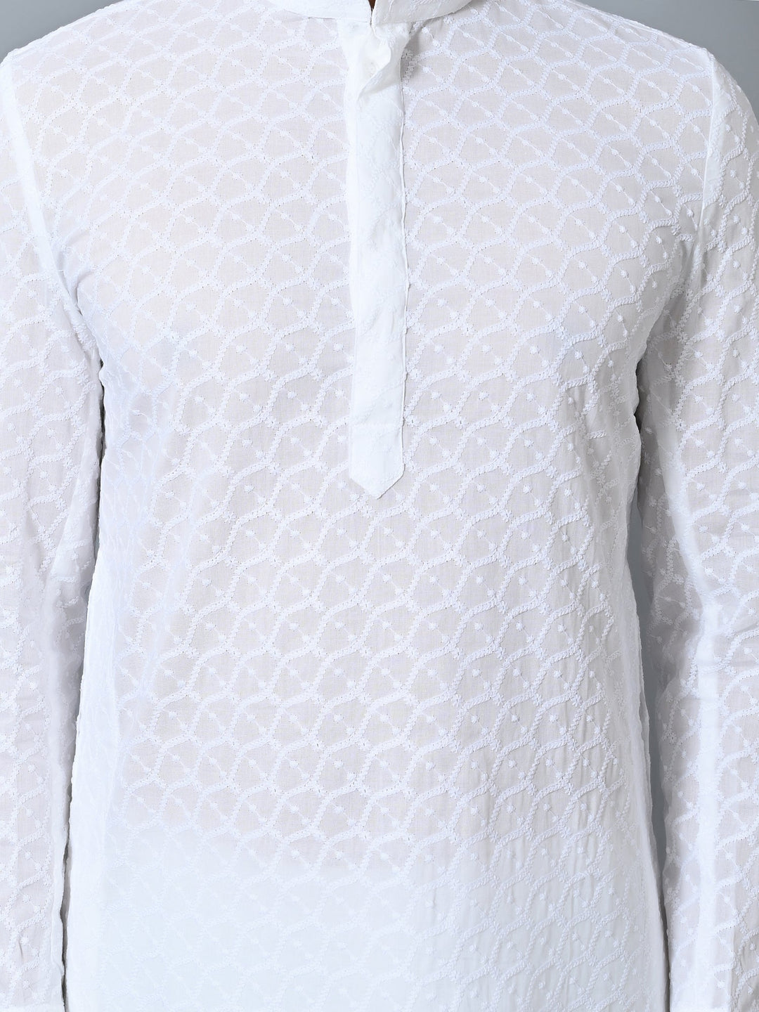 Embroidered White Kurta Set