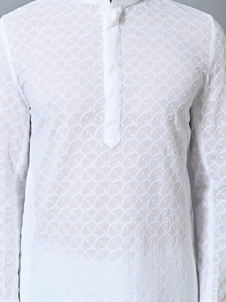 Embroidered White Kurta Set