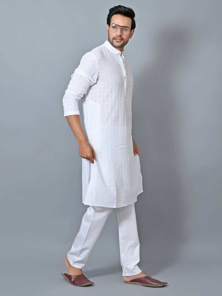 Embroidered White Kurta Set