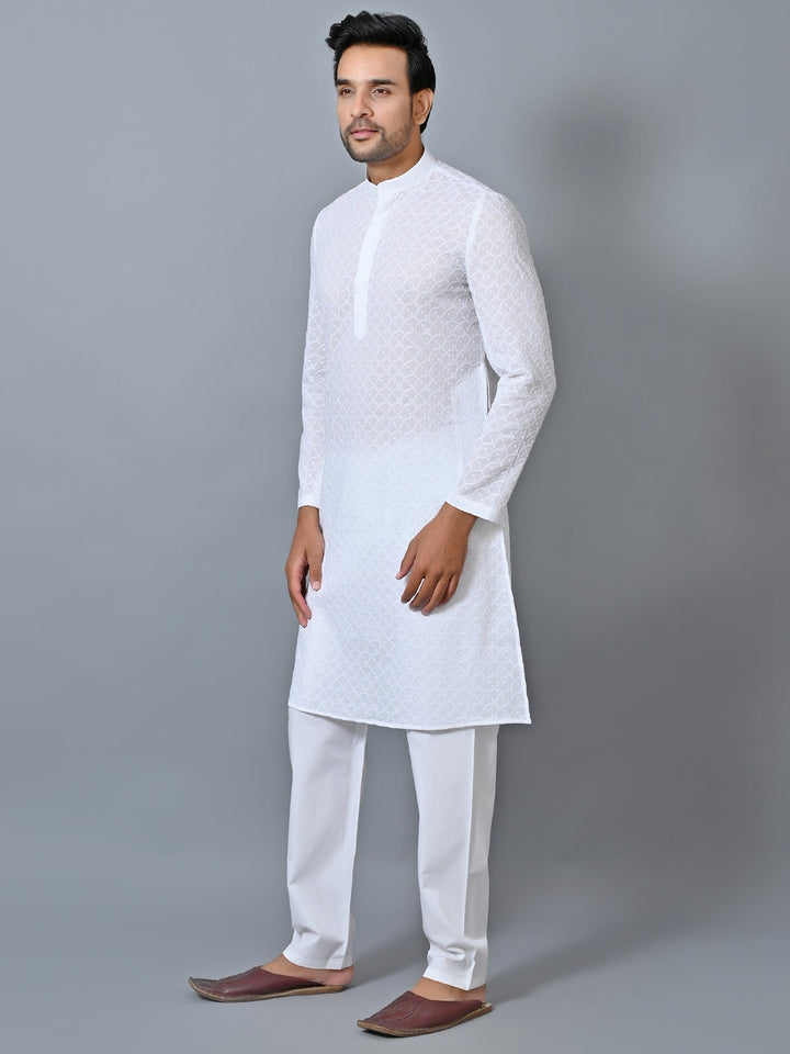 Embroidered White Kurta Set