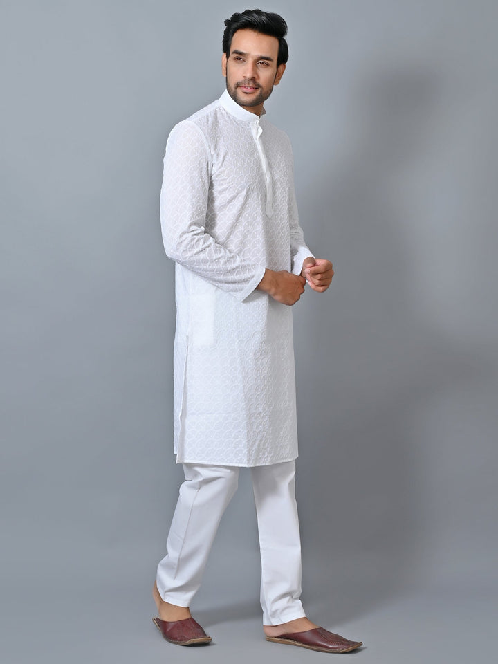 Embroidered White Kurta Set