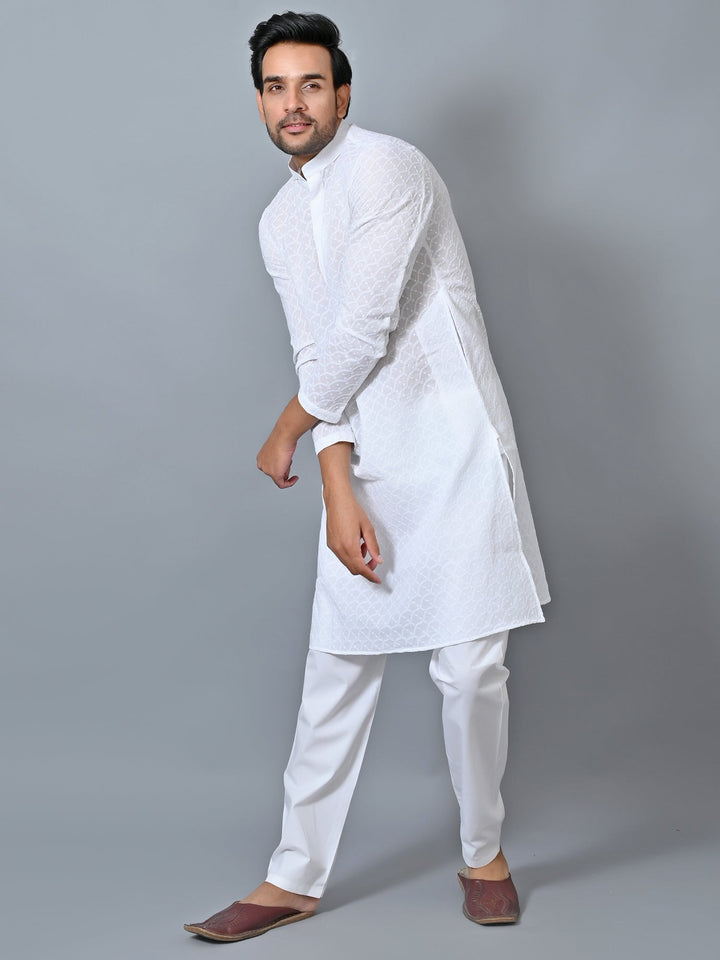 Embroidered White Kurta Set