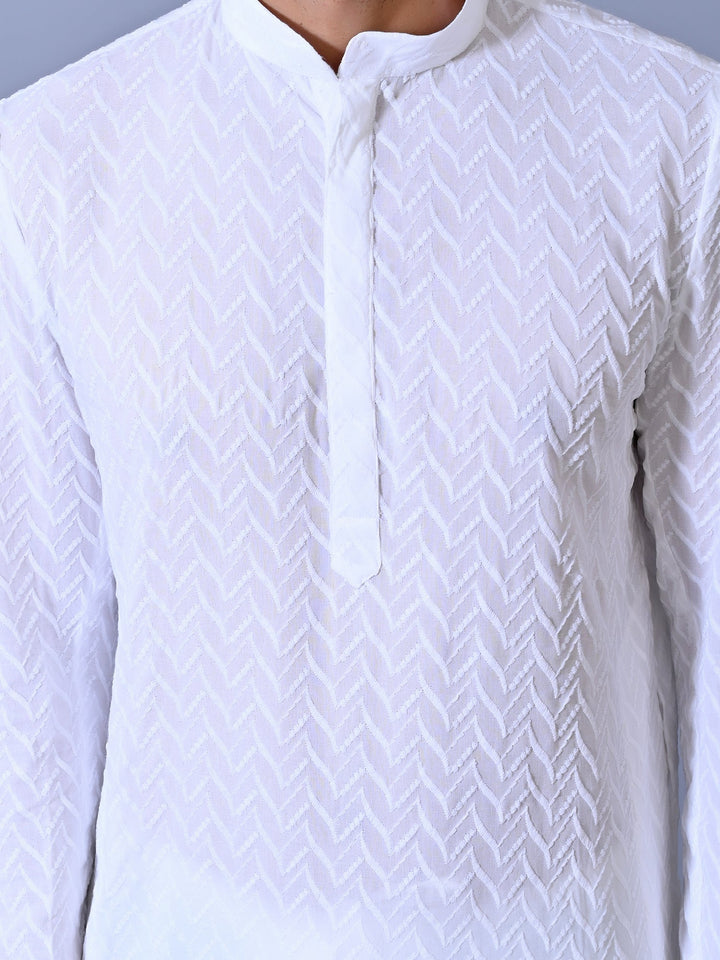 Chikan White Kurta Set