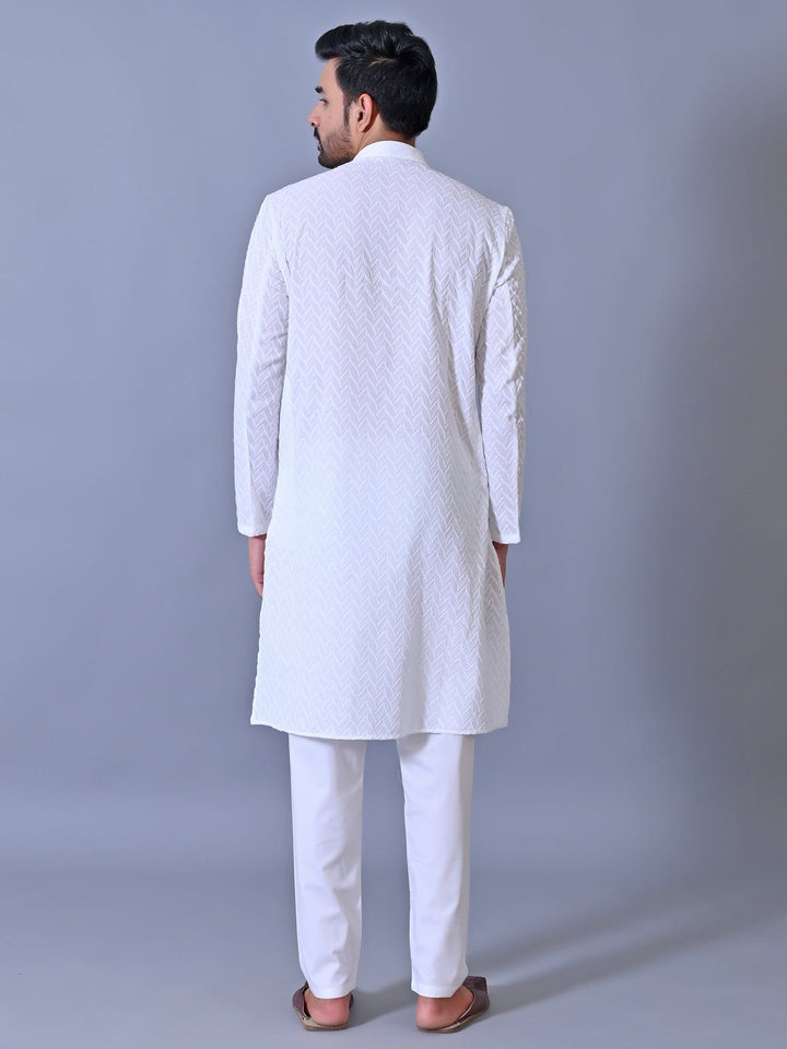 Chikan White Kurta Set